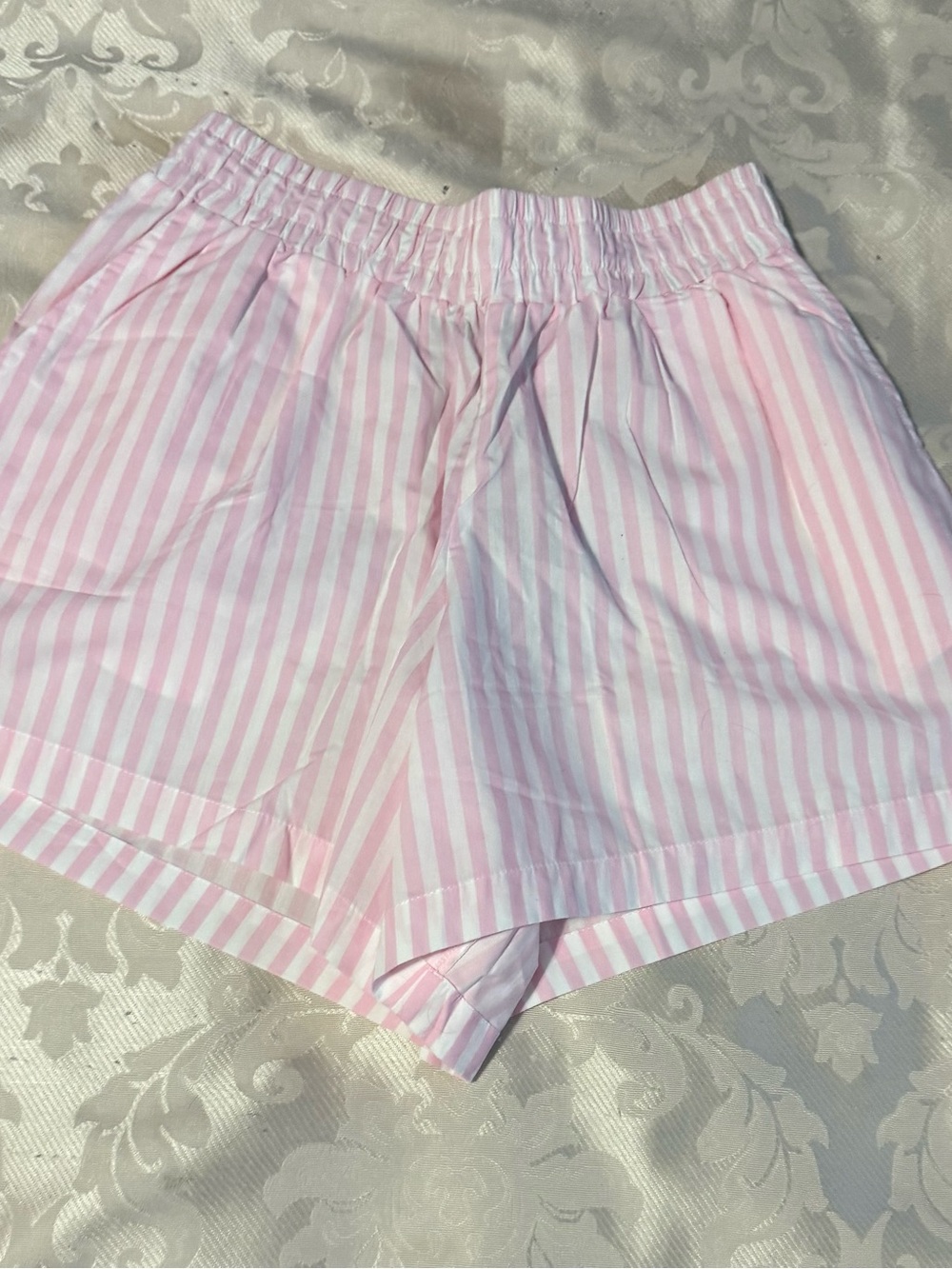 Brunette The Label Pink & White Striped Shorts SZ L - Picture 3 of 6